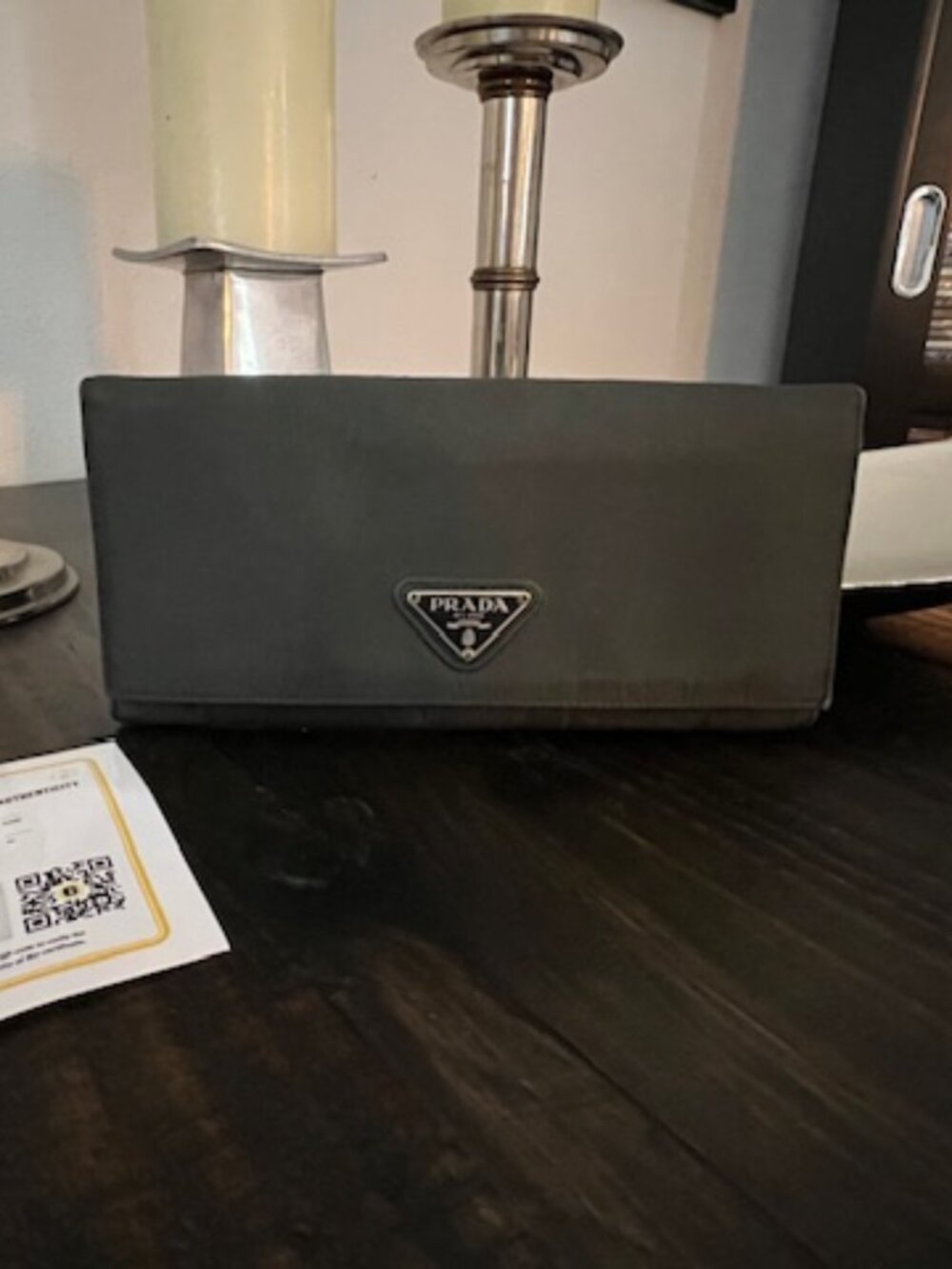 Prada Dark Green Tessuto Nylon Wallet on Chain WOC Authenticated